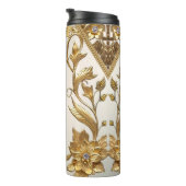 Golden Wavy verlaat Bloemen Thermische Tumbler Thermosbeker (Geroteerd rechts)