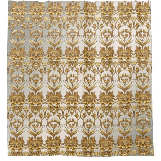 Golden Wavy verlaat bloemendouchegordijn Douchegordijn (Voorkant)