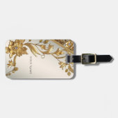 Golden Wavy verlaat Floral Bagagelabel (Voorkant horizontaal)