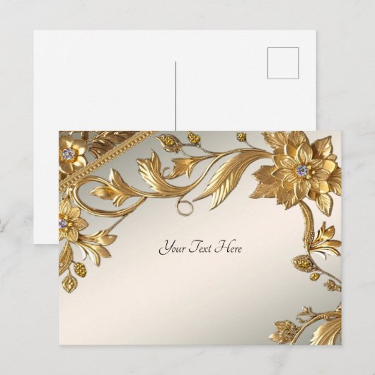Golden Wavy verlaat Floral Briefkaart (Voorkant / Achterkant)
