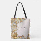 Golden Wavy verlaat Floral Canvas tas (Achterkant)