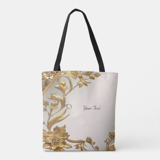 Golden Wavy verlaat Floral Canvas tas (Achterkant)