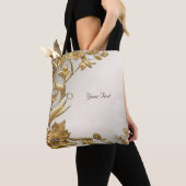 Golden Wavy verlaat Floral Canvas tas (Dichtbij)
