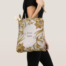 Golden Wavy verlaat Floral Canvas tas