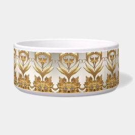 Golden Wavy verlaat Floral Ceramic Pet Bowl Voerbakje