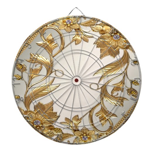 Golden Wavy verlaat Floral Dartboard Dartbord (Voorkant)