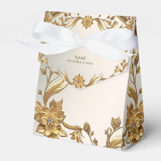 Golden Wavy verlaat Floral Favoriete Box Bedankdoosjes (Voorkant Zijde)