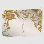 Golden Wavy verlaat Floral Golf Handdoek (Horizontaal)