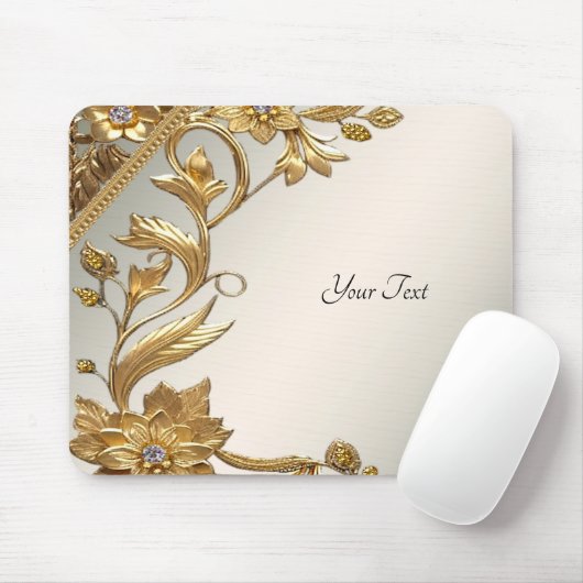 Golden Wavy verlaat Floral Mousepad Muismat (Met muis)