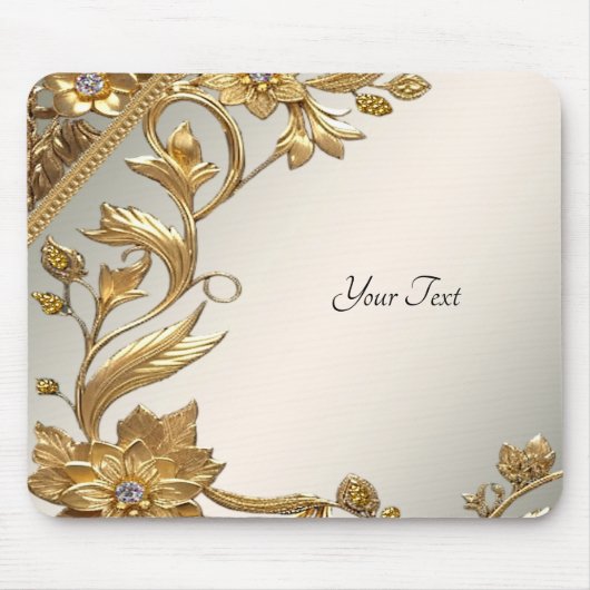 Golden Wavy verlaat Floral Mousepad Muismat (Voorkant)
