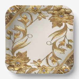 Golden Wavy verlaat Floral Paper Bord