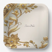 Golden Wavy verlaat Floral Paper Bord (Voorkant)