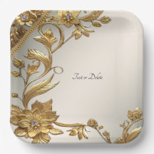 Golden Wavy verlaat Floral Paper Bord