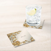 Golden Wavy verlaat Floral Paper Onderzetter (Insitu)