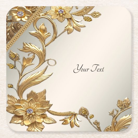 Golden Wavy verlaat Floral Paper Onderzetter (Voorkant)