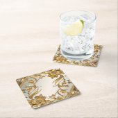 Golden Wavy verlaat Floral Paper Onderzetter (Insitu)