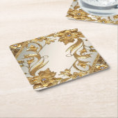Golden Wavy verlaat Floral Paper Onderzetter (Schuin)
