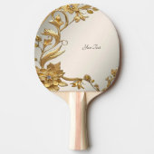 Golden Wavy verlaat Floral Ping Pong Paddle Tafeltennisbatje (Voorkant)