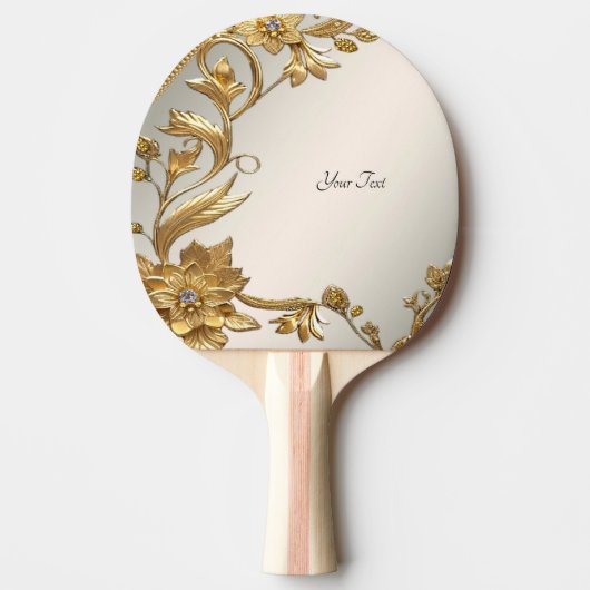 Golden Wavy verlaat Floral Ping Pong Paddle Tafeltennisbatje (Voorkant)