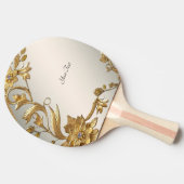 Golden Wavy verlaat Floral Ping Pong Paddle Tafeltennisbatje (Zijkant)