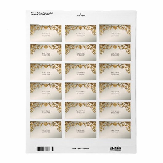 Golden Wavy verlaat Floral Retour Adreslabel Etiket (Full Sheet)