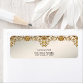 Golden Wavy verlaat Floral Retour Adreslabel Etiket (Insitu)