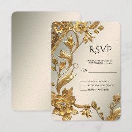 Golden Wavy verlaat Floral RSVP-kaart RSVP Kaartje