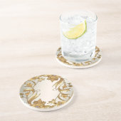 Golden Wavy verlaat Floral Sandstone Onderzetter (Zijkant)