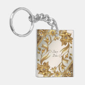 Golden Wavy verlaat Floral Sleutelhanger (Voorkant Links)