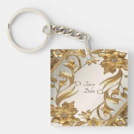 Golden Wavy verlaat Floral Sleutelhanger