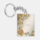 Golden Wavy verlaat Floral Sleutelhanger (Voorkant Links)