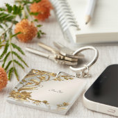 Golden Wavy verlaat Floral Sleutelhanger (Voorkant Rechts)