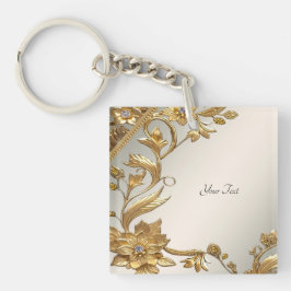Golden Wavy verlaat Floral Sleutelhanger
