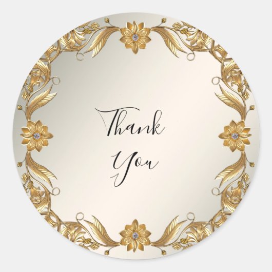 Golden Wavy verlaat Floral Sticker (Voorkant)