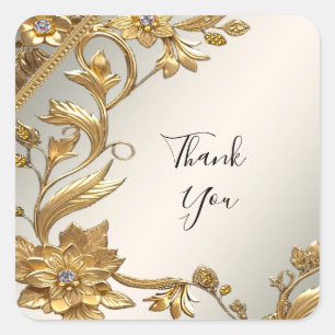 Golden Wavy verlaat Floral Sticker