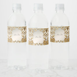 Golden Wavy verlaat Floral Water Bottle Label Waterfles Etiket
