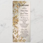 Golden Wavy verlaat Floral Wedding Program Programmakaart (Voorkant)