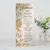 Golden Wavy verlaat Floral Wedding Program Programmakaart (Staand voorkant)