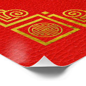 Golden Wealth Feng Shui-symbool op Faux Leather Poster (Hoek)