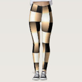Golden Weave Design ~ Tan ~ Black ~ Gold ~ Leggings (Voorkant)