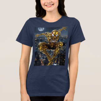 Golden Web: Women's Ultra-Realistic Spider Tee Tri-Blend Shirt
