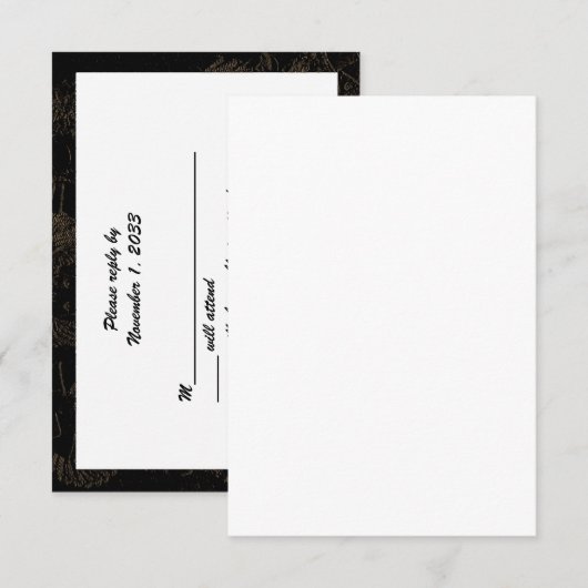 Golden Weddenschap Jubileum RSVP-kaarten zwart met RSVP Kaartje (Voorkant / Achterkant)