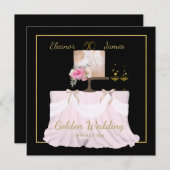 Golden Wedding 50 jaar Cake Names Black Gold Kaart (Voorkant / Achterkant)