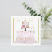 Golden Wedding 50 jaar Cake Names White Gold Kaart (Staand voorkant)
