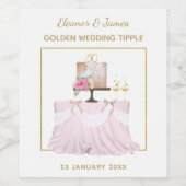 Golden Wedding 50 Jaar Jubileum Cake Namen Wijn Etiket (Enkel label)