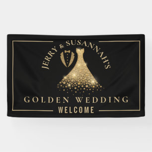 Golden Wedding 50ste Namen Tux Dress Goud Zwart Spandoek