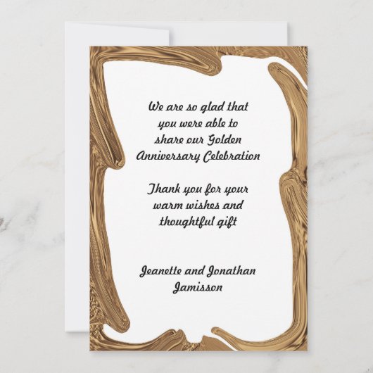 Golden Wedding 50th Jubileum Bedankkaart (Achterkant)