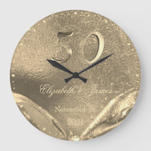 Golden Wedding 50th Jubileum Elegant Faux Gold Grote Klok