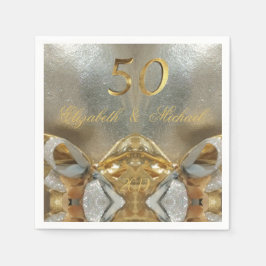 Golden Wedding 50th Jubileum Elegant Faux Gold Servet