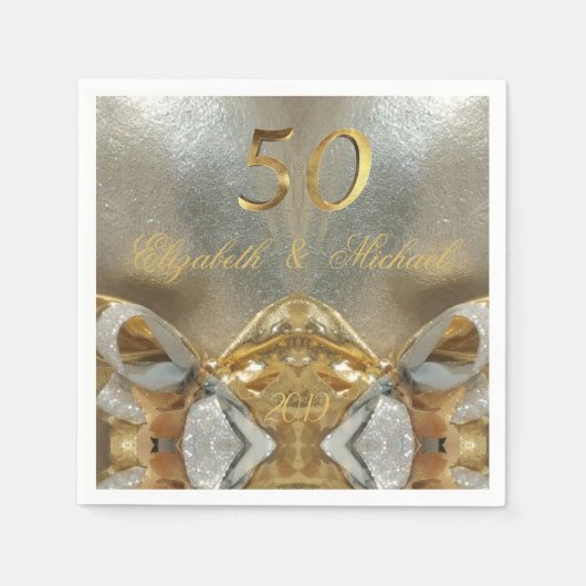 Golden Wedding 50th Jubileum Elegant Faux Gold Servet (Voorkant)